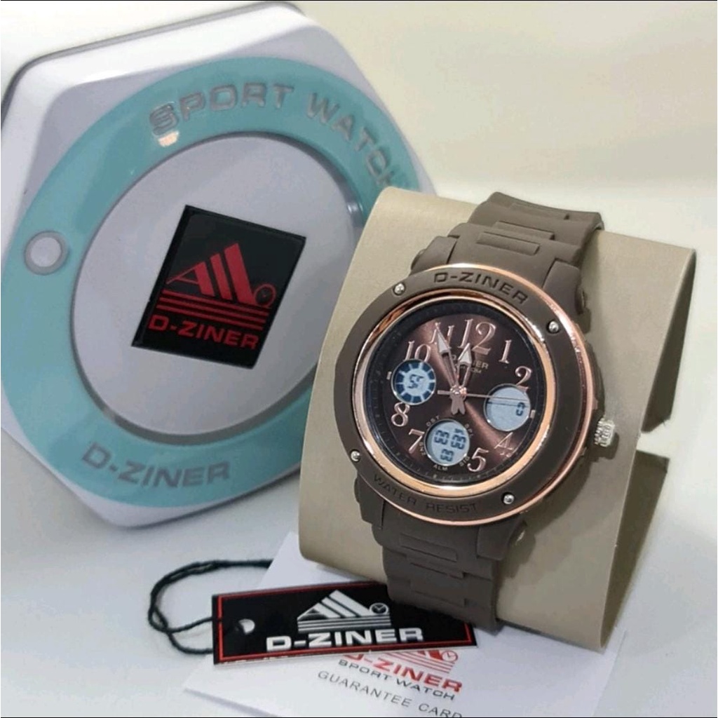 JAM TANGAN WANITA DZINER 8273 DIGITAL ANALOG DUAL TIME STRAP RUBBER ORIGINAL ANTI AIR - JAM TANGAN D-ZINER BABY-G BGA-150PG-2B1DR JAM TANGAN BABY G BGA 150 SPORTY