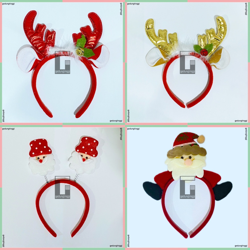 Bandana Bando Accesoris Accesories Asesories Hiasan Pita Rambut Hadiah Kado Dekorasi Lonceng Tanduk Rusa Raindeer Snowmen Snowman Topi Santa Claus Sinterklas Hat Ornamen Pesta Pohon Natal Merry Christmas Xmas Gift Ornament Anak Anak Perempuan Dewasa Murah