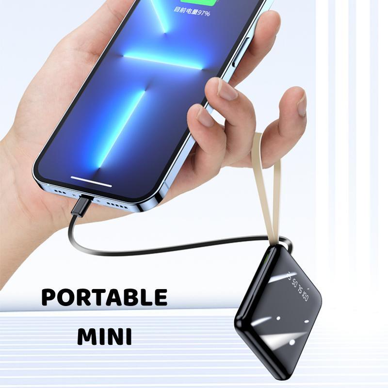 Power Bank 20000mAh Powerbank Fast Charging with 4in1 Kabel Data Real Capacity 4 Output 3 Input Tipe C Micro Lightning USB LED Display Pocket Size