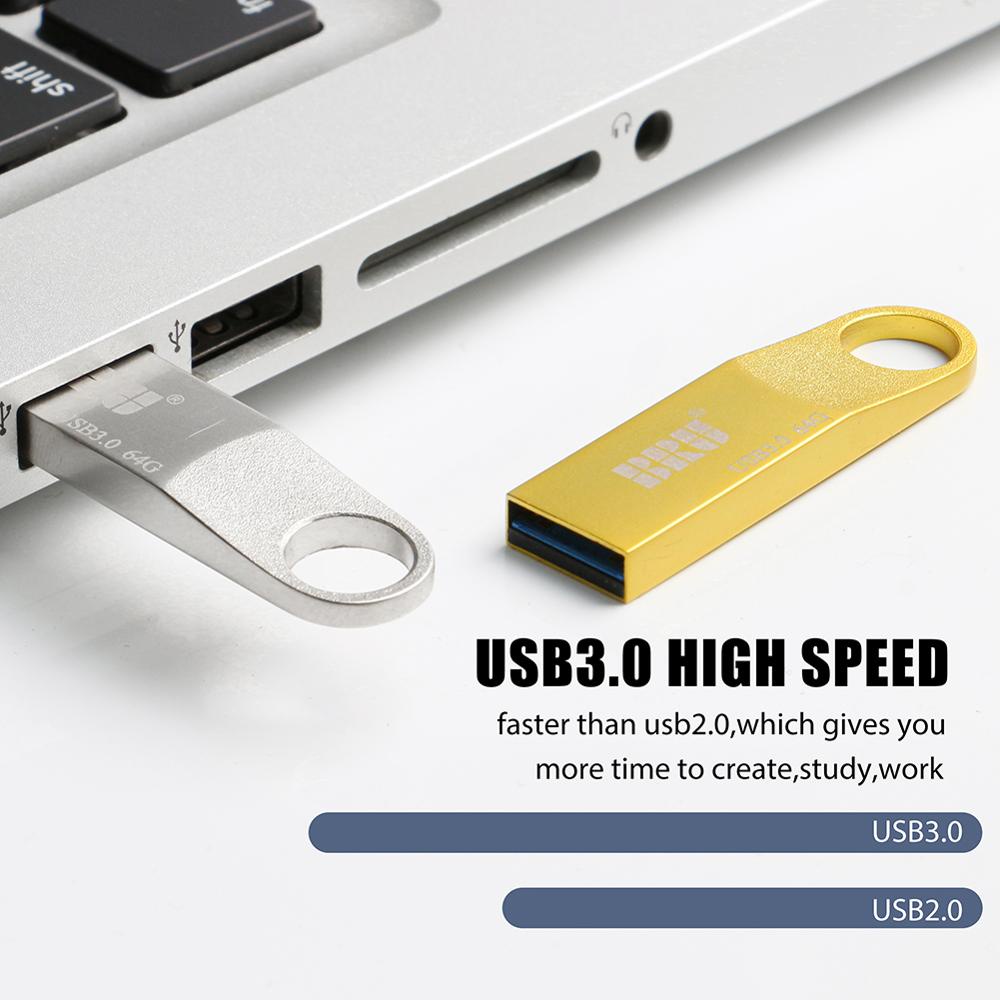 Flash Disk USB 3.0 Kapasitas Besar 2TB Bahan Metal Anti Air Dengan Gantungan Kunci