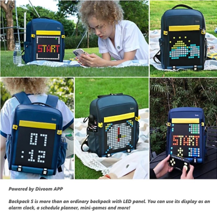 DIVOOM BACKPACK S Customizable Pixel Art LED Display Backpack FREE POWERBANK 10000MAH - Tas Ransel Trendy dengan LED Pixel Art - Bisa Diatur Sesuka Hati