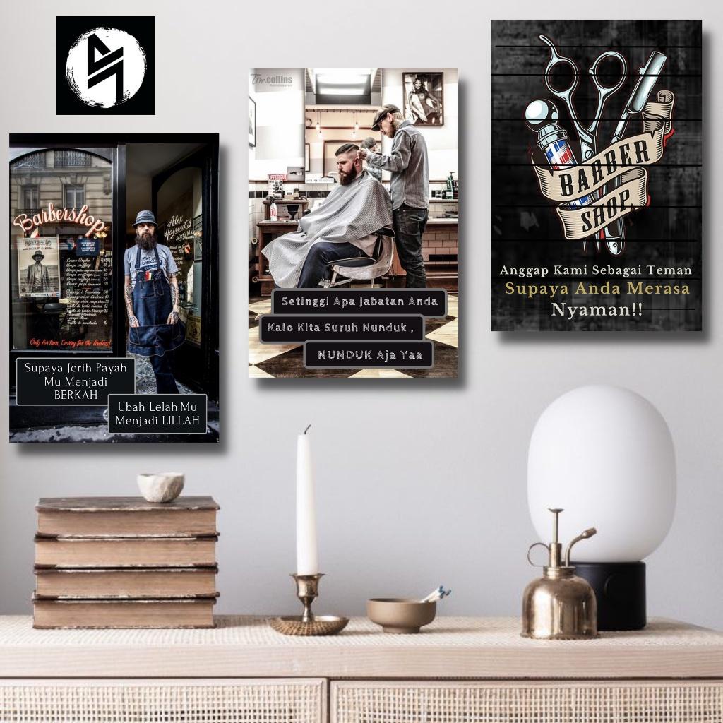 " j-1" POSTER IDAMAN-Poster kayu barbershop - Hiasan dinding barbershop - Kata kata bijak barbershop