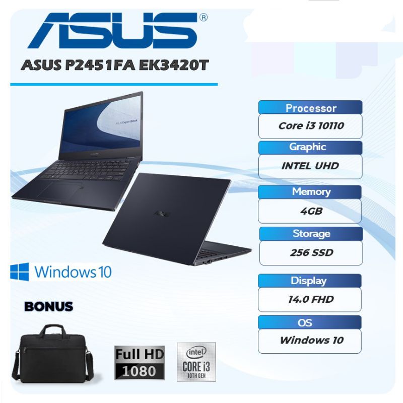 Asus Expertbook P2451FA EK3420T Core i3 1005G1 Ram 4GB SSD 256GB Windows 10 original
