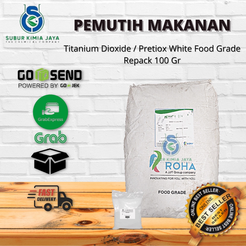 

Titanium Dioxide Food Grade / Pemutih Makanan / Pretiox White 100 GR