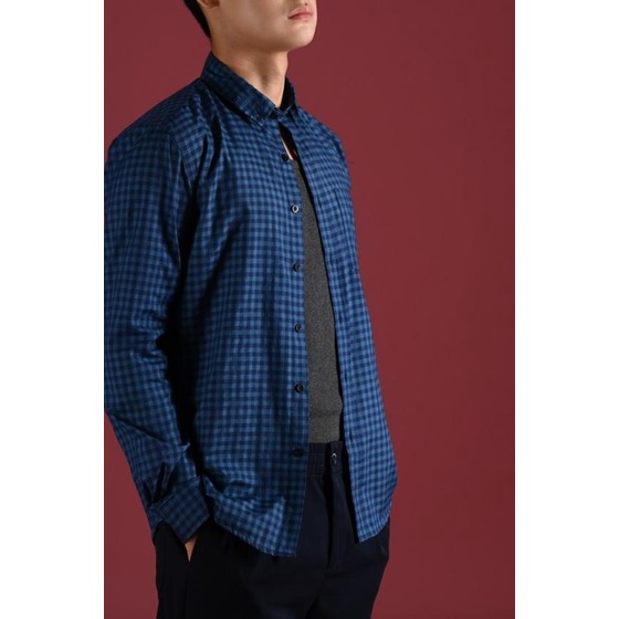 KEMEJA PREPP STUDIO GINGHAM SHIRT LS SCOOTER EDITION NAVY TONAL - S