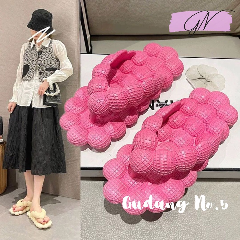 GN-2032 Sandal Jepit Jelly Wanita Model Bubble Ball Import PCU