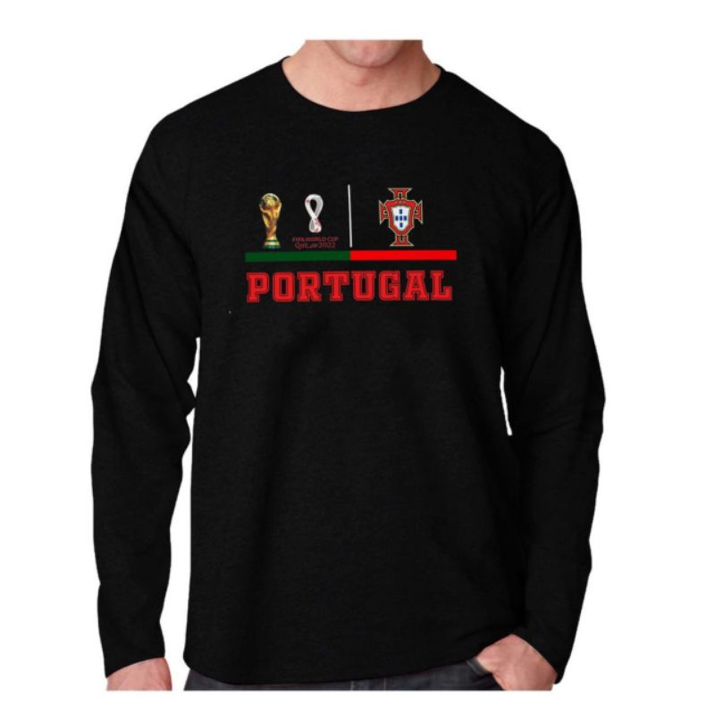KAOS LENGAN PANJANG KAOS BOLA NEGARA PORTUGAL MERAH