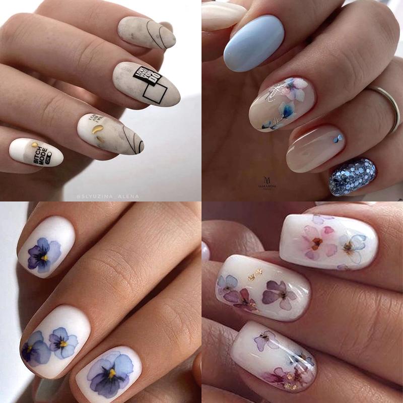 Stiker Kuku Holografik 3D Motif Bintang / Hati / Kupu-Kupu Warna Gold / Silver Untuk Dekorasi Nail Art DIY