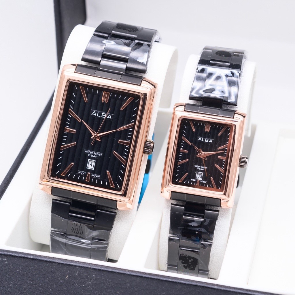 COD (JES) Jam Tangan Couple 8376 ALBA Kotak Rantai Tanggal Aktif