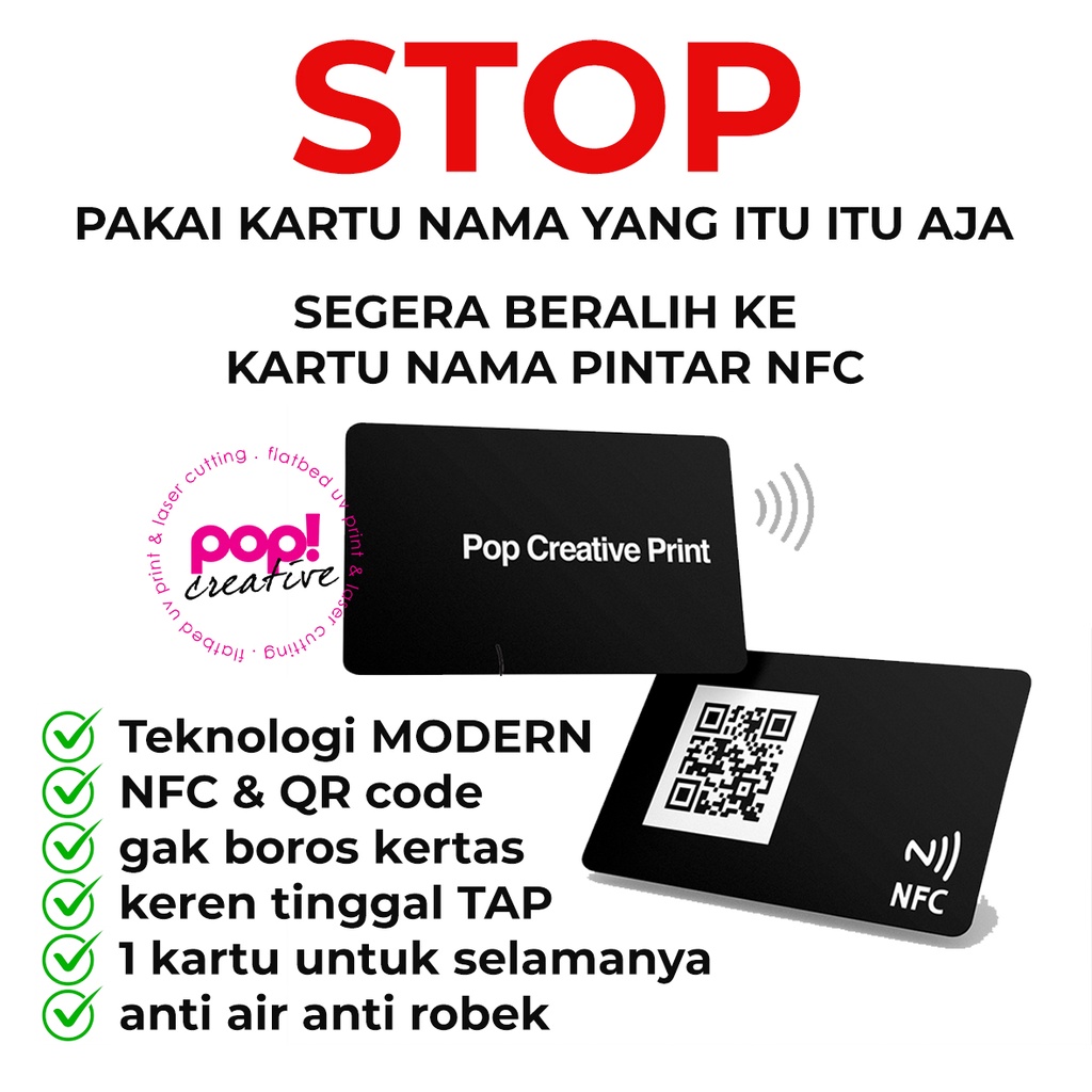 Kartu Nama Pintar NFC Smart Business Card Digital Tap Emboss Timbul