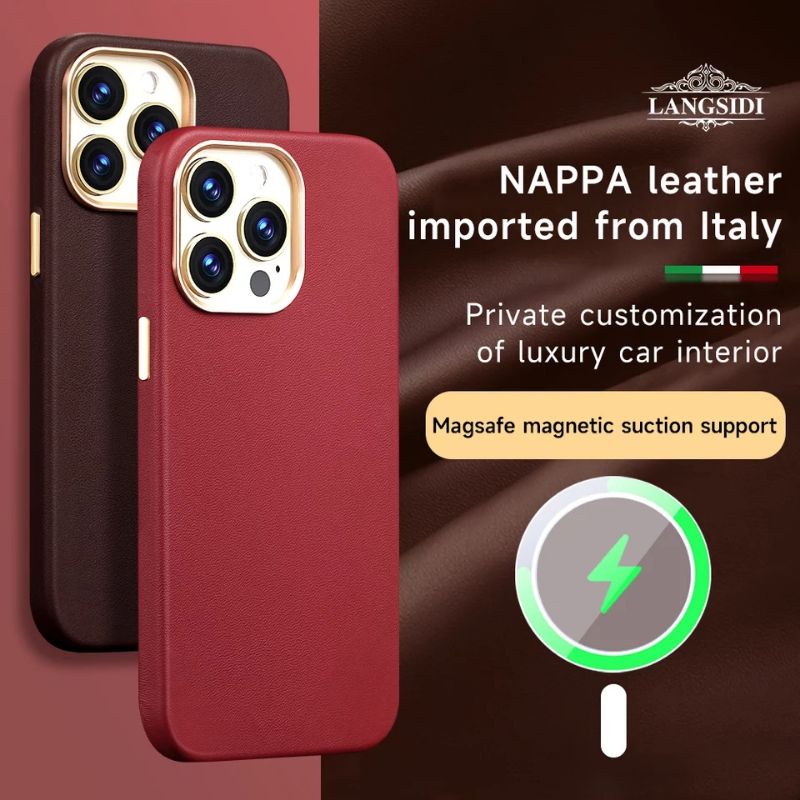 LANGSIDI Leather Case iPhone 14 Pro / 14 Pro Max With MagSafe Magnetic