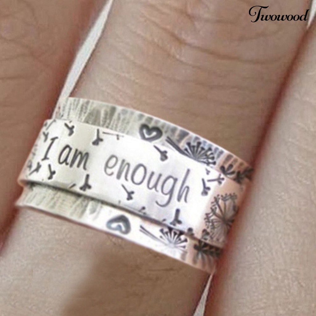 Cincin Pasangan Desain Tulisan I Am Enough Loyal Love Gaya Retro Untuk Hadiah Anniversary