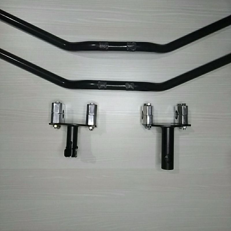 Paket Setang Stang Stir Motor RZR Plus Dudukan Adaptor Universal Stang RZR Hitam