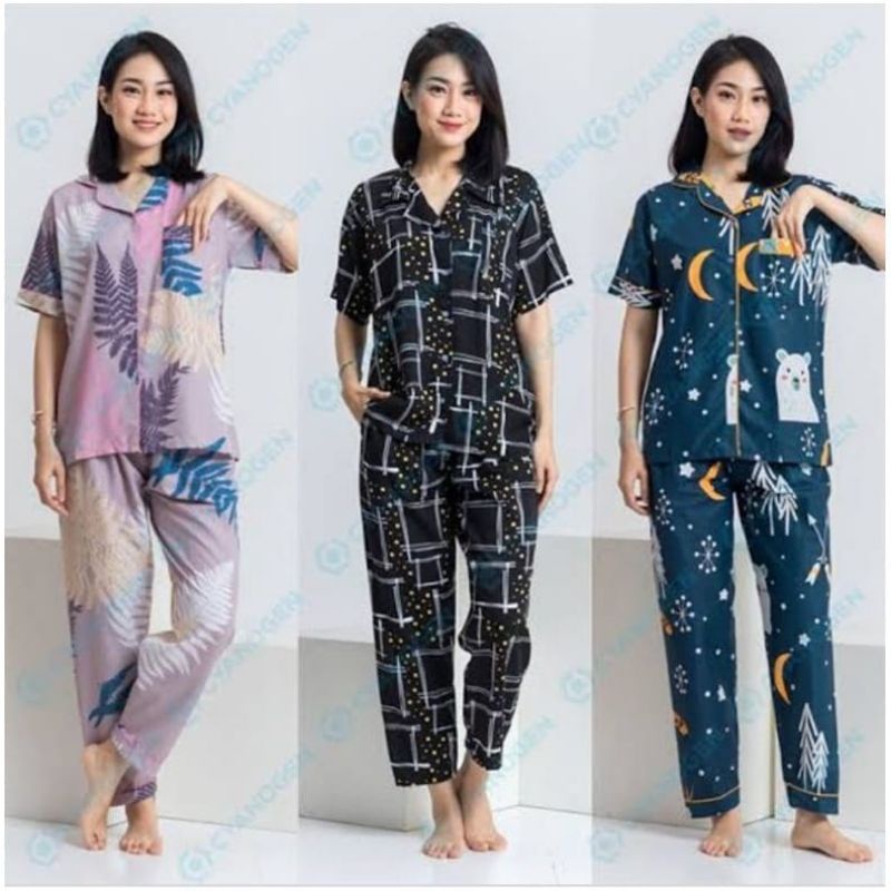 PROMO Hemat 100rb dapat 4 Setelan Piyama one set motif /  Baju tidur Piyama Wanita Dewasa Setelan Cp motif trendy