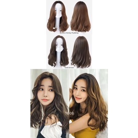 C1008 full wig korean medium layer wave tanpa poni 55 cm