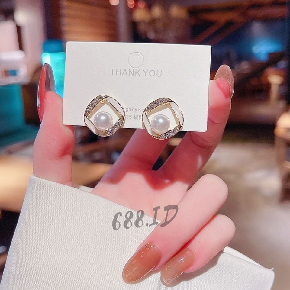 Anting Model Gantung Panjang Tusuk Perak Silver 925 Anti Karat Gaya Korea untuk Wanita ER 11