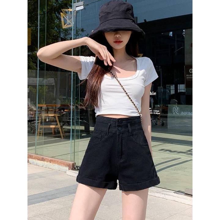 Celana Pendek Jeans Wanita Shorts Jeans Highwaist Hot Pants - BJ048