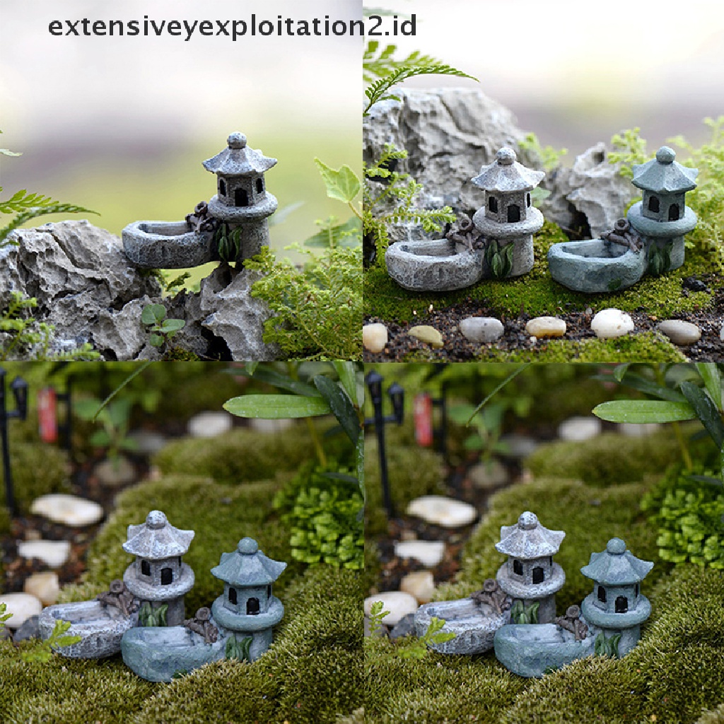 Mainan Miniatur Kolam Menara Bahan Resin Gaya retro Untuk Dekorasi Taman