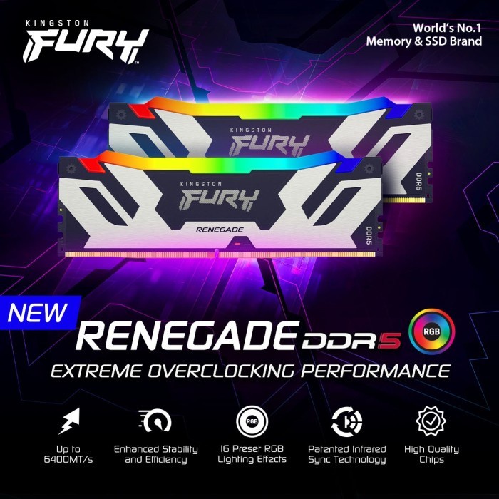 KINGSTON FURY RENEGADE RGB DDR5 6400MHz 16GB KF564C32RSA-16