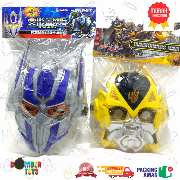 MAINAN ANAK TOPENG OPTIMUS PRIME BUMBLEBEE SUARA LAMPU COSPLAY ROBOT