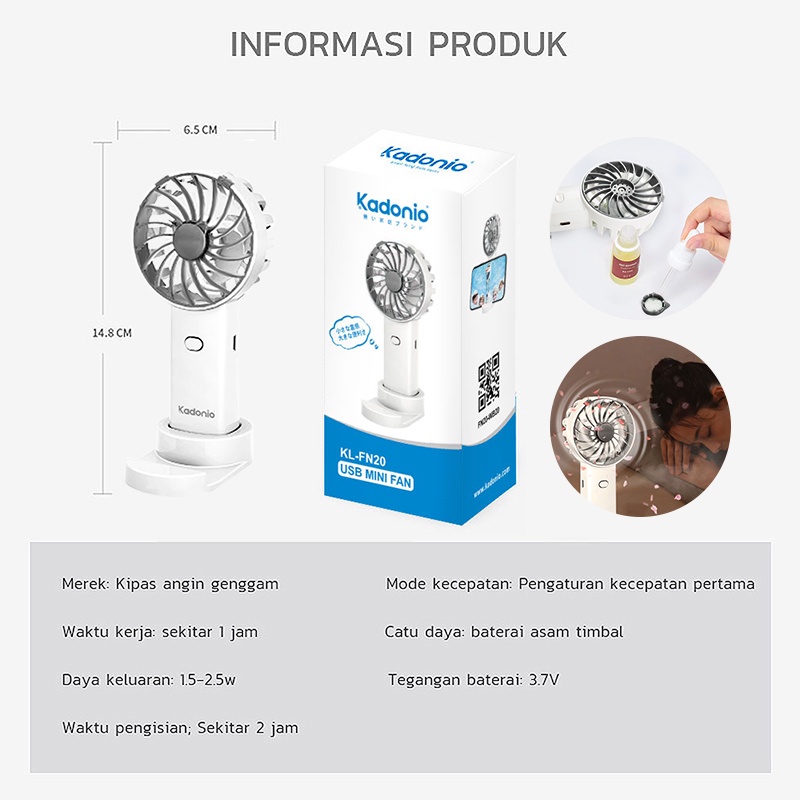 KADONIO Kipas Angin Mini Portable USB Cas Karakter Dapat Digunakan Sebagai Dudukan Ponsel KL-FN20-