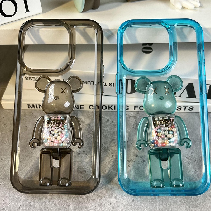 Hard case Transparan Motif Kartun Dengan Stand Rotasi 360 Untuk iphone 14 pro max 14 plus 13 12 11 pro max