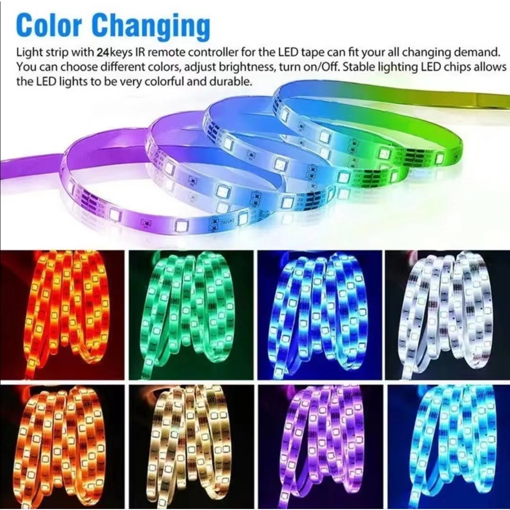 LAMPU LED STRIP 5050 10M remot RGB F WARNA WARNI IP44 AC 220V MIK