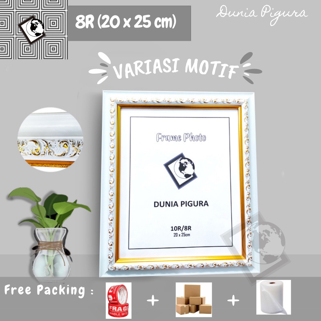 Bingkai Foto 8R (20 x 25 cm) MOTIF GROSIR PAKAI KACA | Frame photo ukir / Bingkai Foto motif
