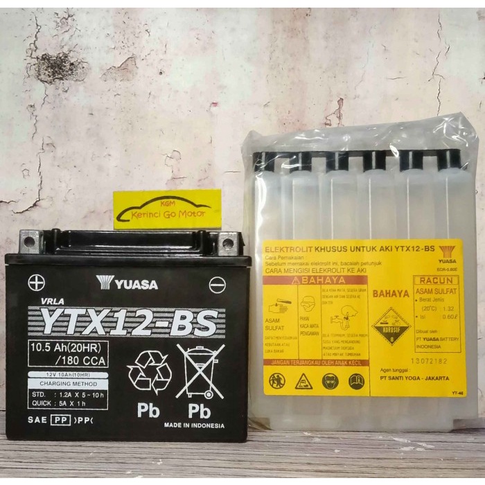 YUASA AKI MOTOR YTX12BS YTX12-BS MF ACCU MOTOR BESAR MOGE