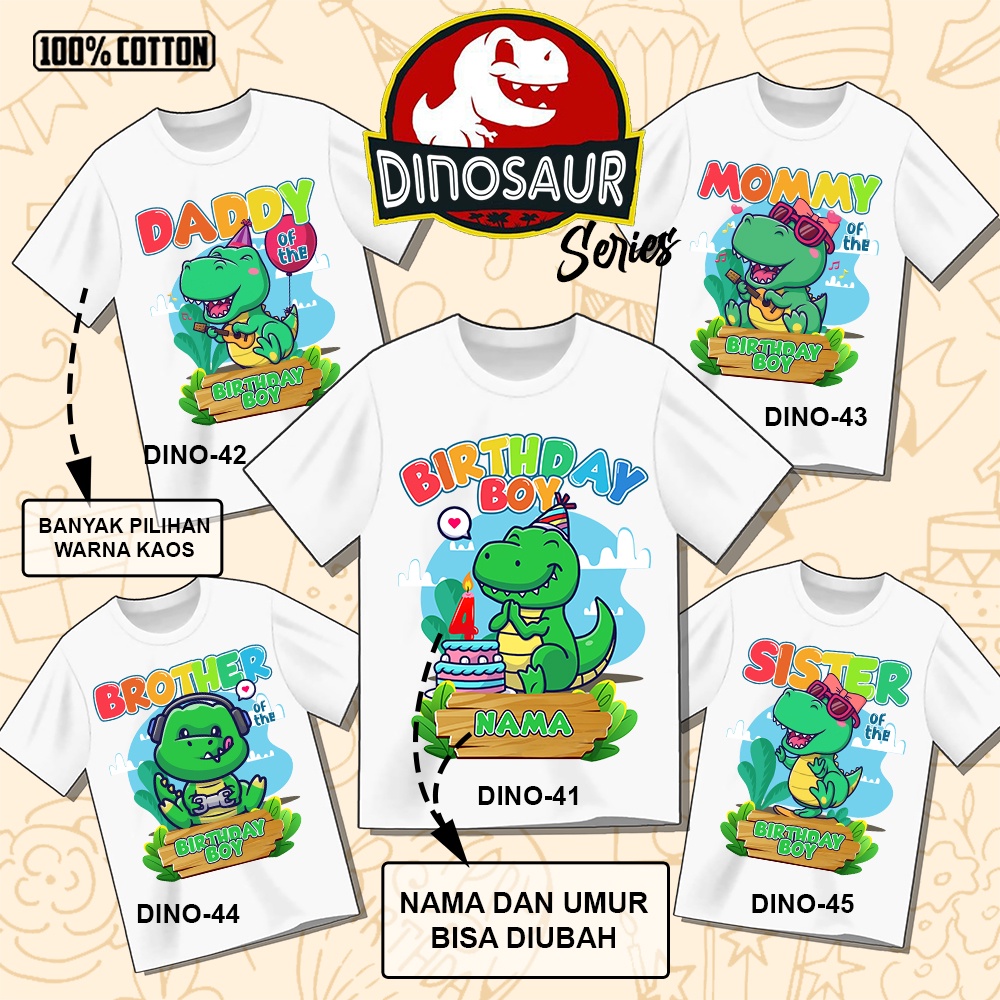 Kaos Ulang Tahun Dinosaurus Dino ULTAH COUPLE ANAK DAN DEWASA