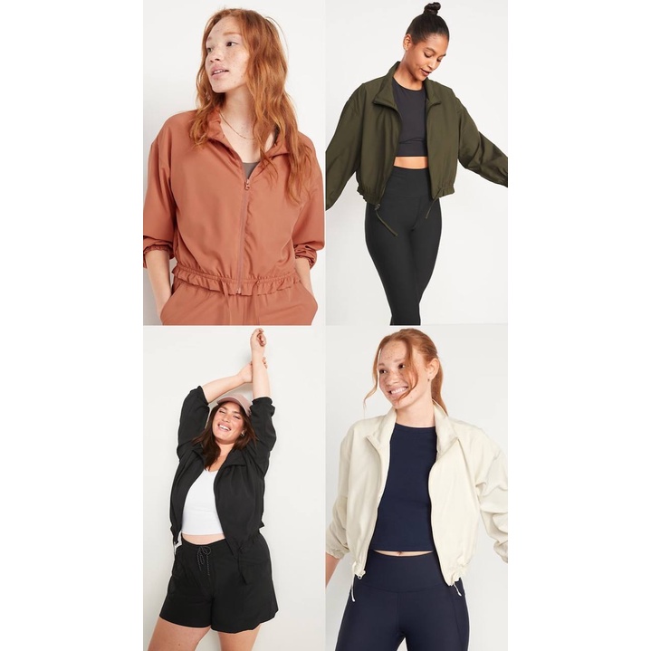 Jual ODN Active crop jacket with drawstring jaket wanita anti air