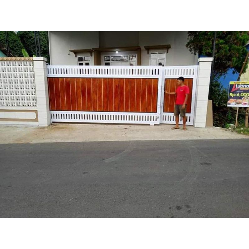 Jual pagar minimalis modern variasi Grc woodplank | Shopee Indonesia