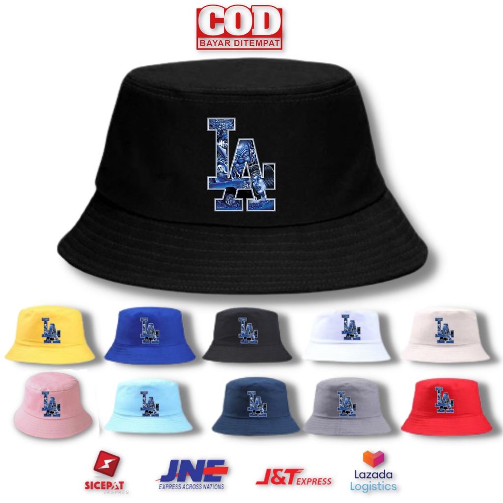 Terbaru Bucket Hat / Topi Bucket Los Angeles / LA Unisex Dewasa Anak 2-10 TH