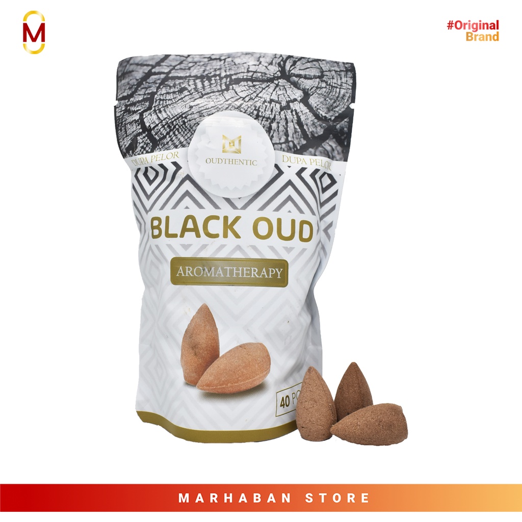 Dupa Pelor Kerucut BLACK OUD Asap bawah isi 40 pcs Bukhur aromaterapi Made By Oudthentic