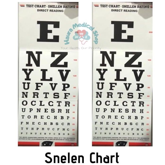 Snellen Chart / E-Tumbling / Tes Mata Rabun - Haura Medical Shop