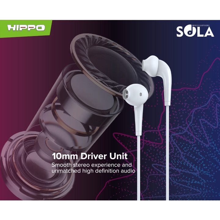 Hippo Earphone Sola Super Bass Jack 3.5 mm Wired Handsfree Android Original Earbuds Headset