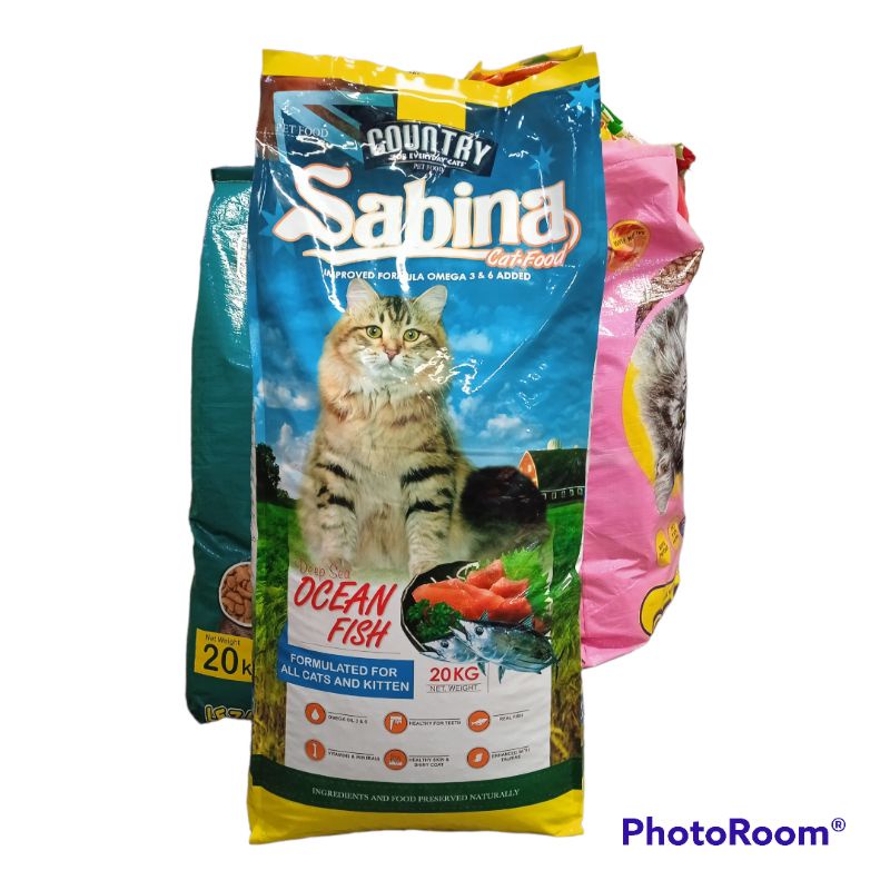 Sabina Cat Food 20 Kg Oncean Fish - Makanan Kucing Bentuk Ikan