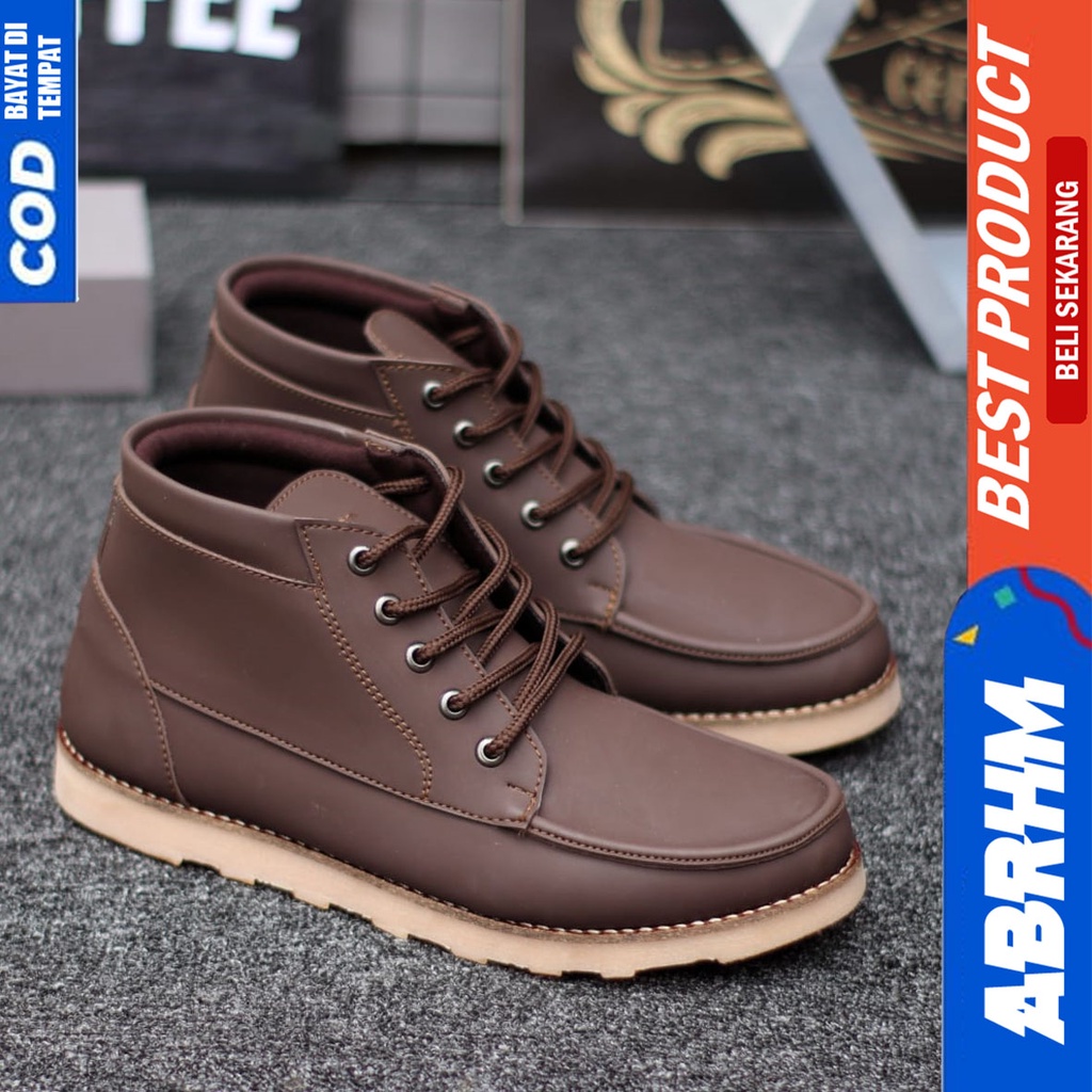 Sepatu Boots Pria Klasik Kerja Kantor Santai FullHitam Abrhm Harli