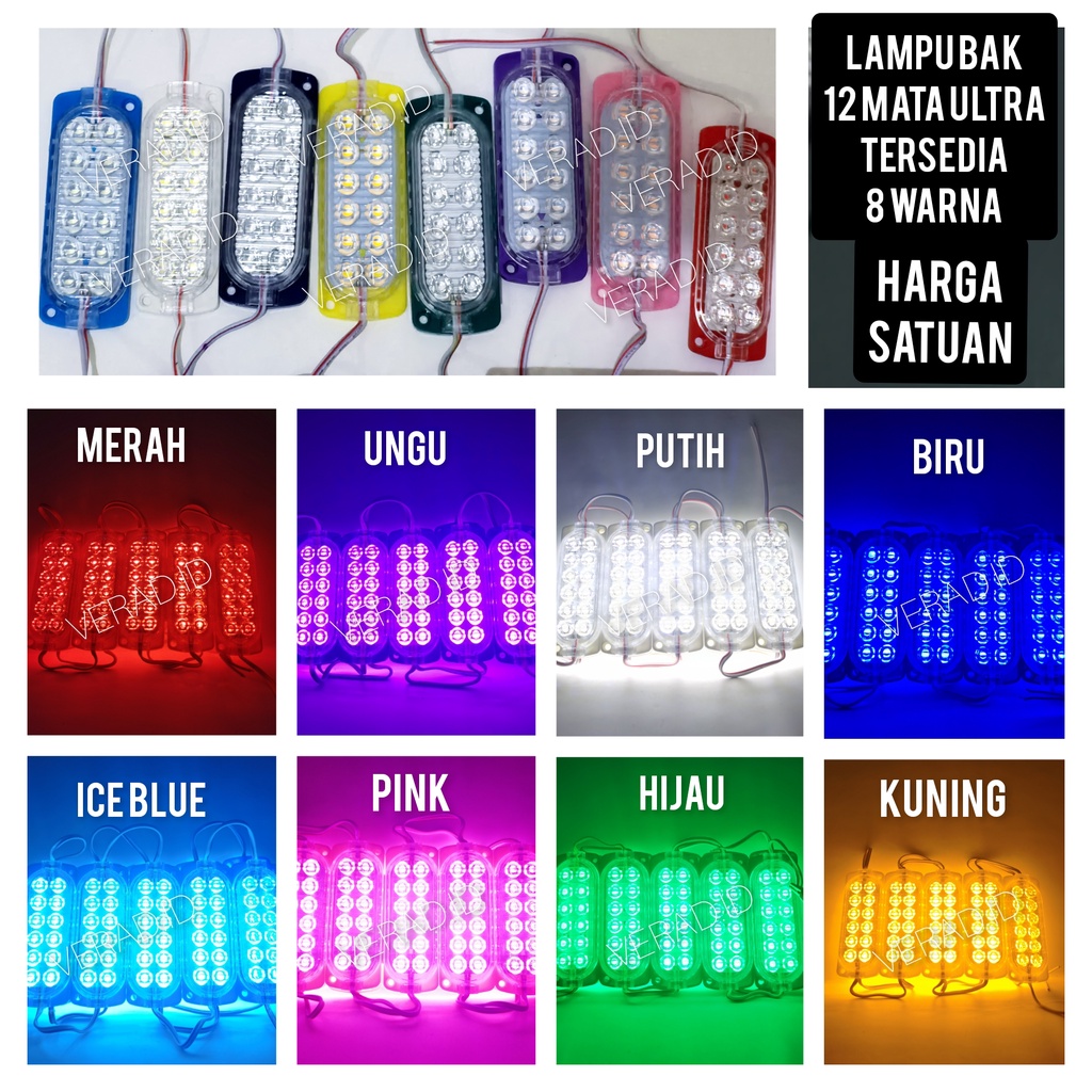 LAMPU LED 12 MATA ULTRA VARIASI BAK MOBIL MOTOR TRUK 12 VOLT 24 VOLT 12V 24V (HARGA SATUAN)