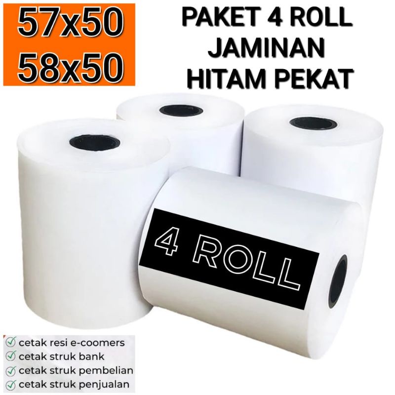 

4 ROLL KERTAS CASH REGISTER THERMAL STRUK 57X50 58X50 PRINTER 58MM