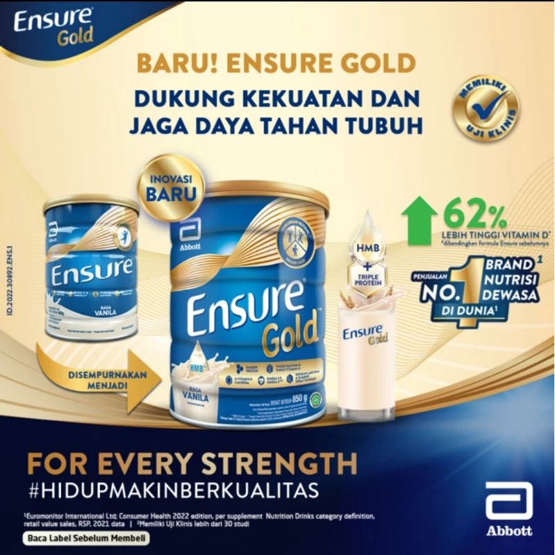 

Ensure Gold HMB 800 g gr (Netto berubah dari 850 g gr ke 800 g gr) Vanilla Coklat