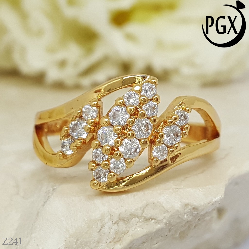 PGX Cincin Xuping Wanita Perhiasan Lapis Emas Aksesoris Fashion Premium - Z241