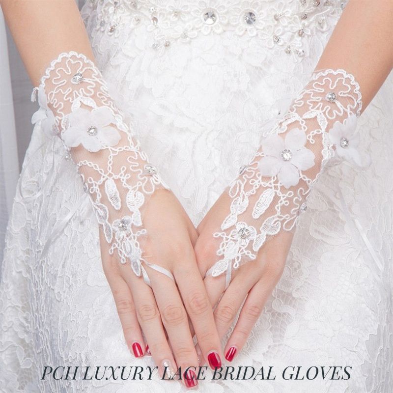 PCH LUXURY LACE BRIDAL GLOVES / SARUNG TANGAN PENGANTIN WANITA