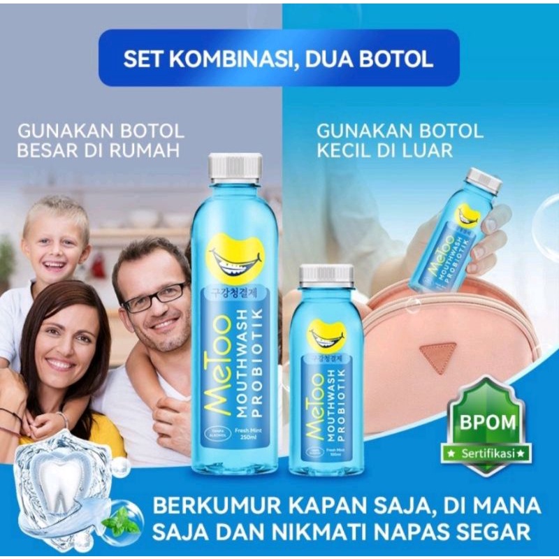 MeToo Obat Kumur Probiotik/Fresh Mint Mouthwash 250 ml