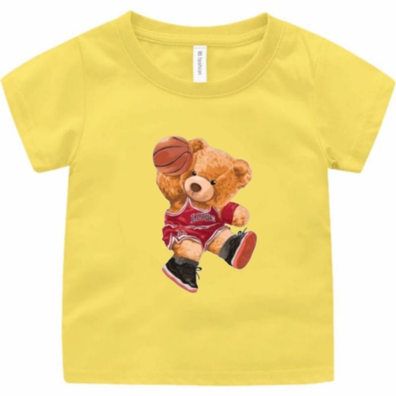 BAJU KAOS ANAK TEDDY BEAR BASKET CEWEK/COWOK 1-122 TAHUN UKURAN S,M,L,XL,XXL,XXXL