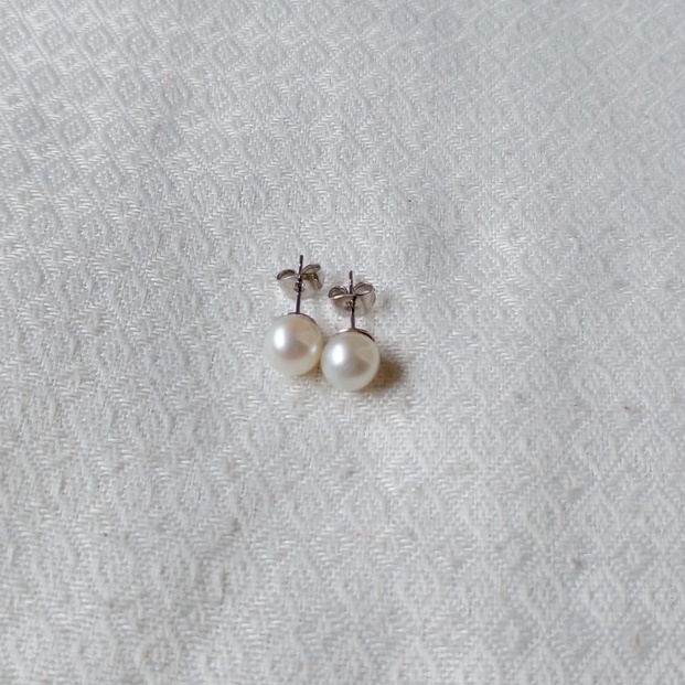 Giwang Anting Perak Asli 925 Mutiara Lombok Asli Air Laut Grade A Bersertifikat MLGPL1