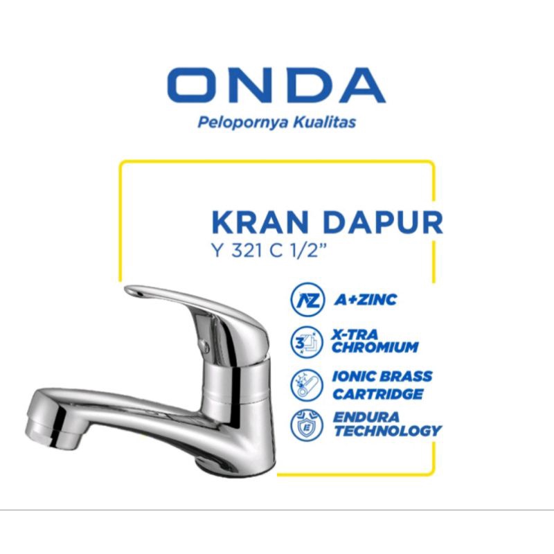 Kran Dapur 1/2" ONDA Y 321 C / Kran Wastafel / Kran Cuci Tangan / Kran Tanam / Kran Air / Onda / Kit