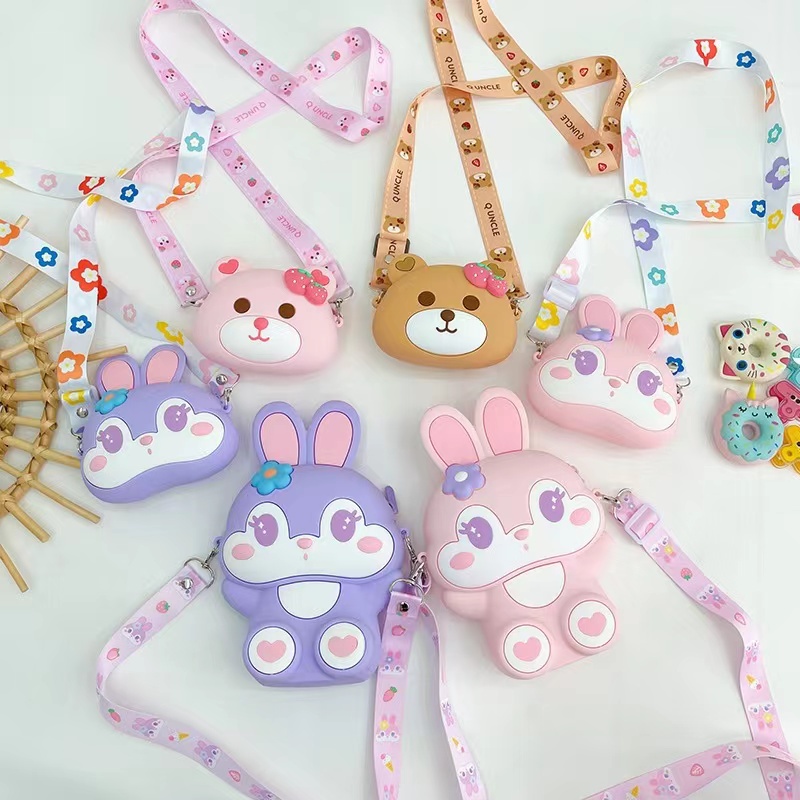 TAS SELEMPANG ANAK SILIKON KARAKTER / TAS ANAK TALI PANJANG/ TAS ANAK IMPORT