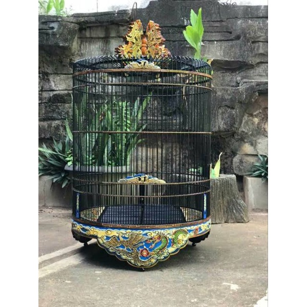 Sangkar Burung Murai Batu Motif Ukir Naga Phoniex