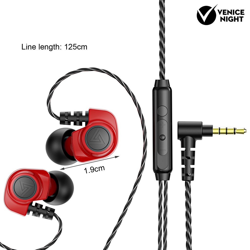 (VNEP) (Berkabel) 2Pcs SK5 Earbud Bergaya Kontrol Kawat In-Ear 3.5mm Earphone yang Dapat Dilepas dengan Mikrofon untuk Olahraga